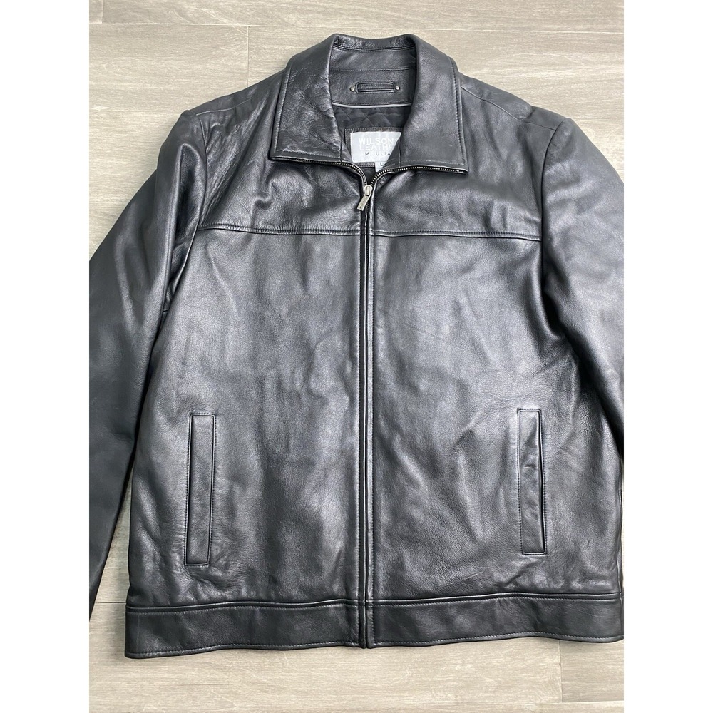 Wilson's leather M Julian Bomber Moto Biker motorcycle jacket Size L Lined Soft